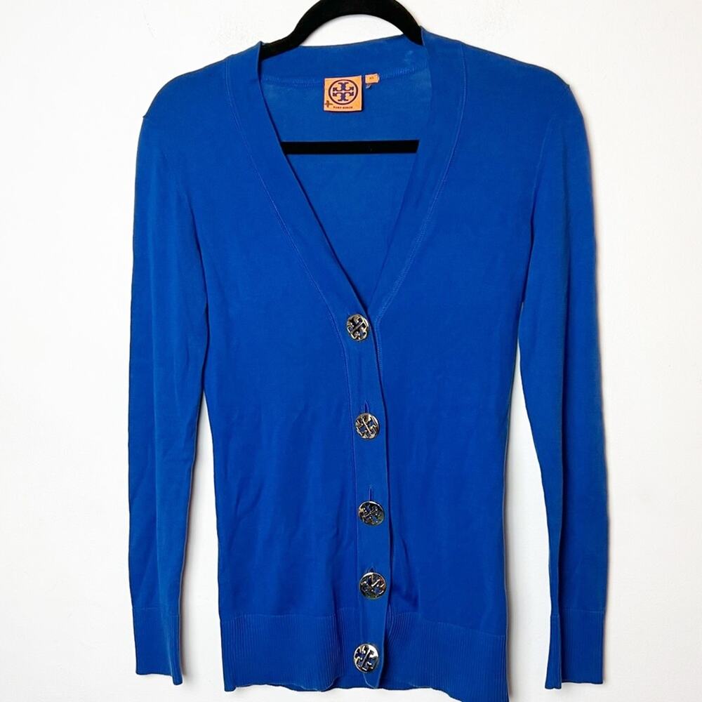 SZ XS Tory Burch Royal Blue Cardigan w/ Gold Hardware